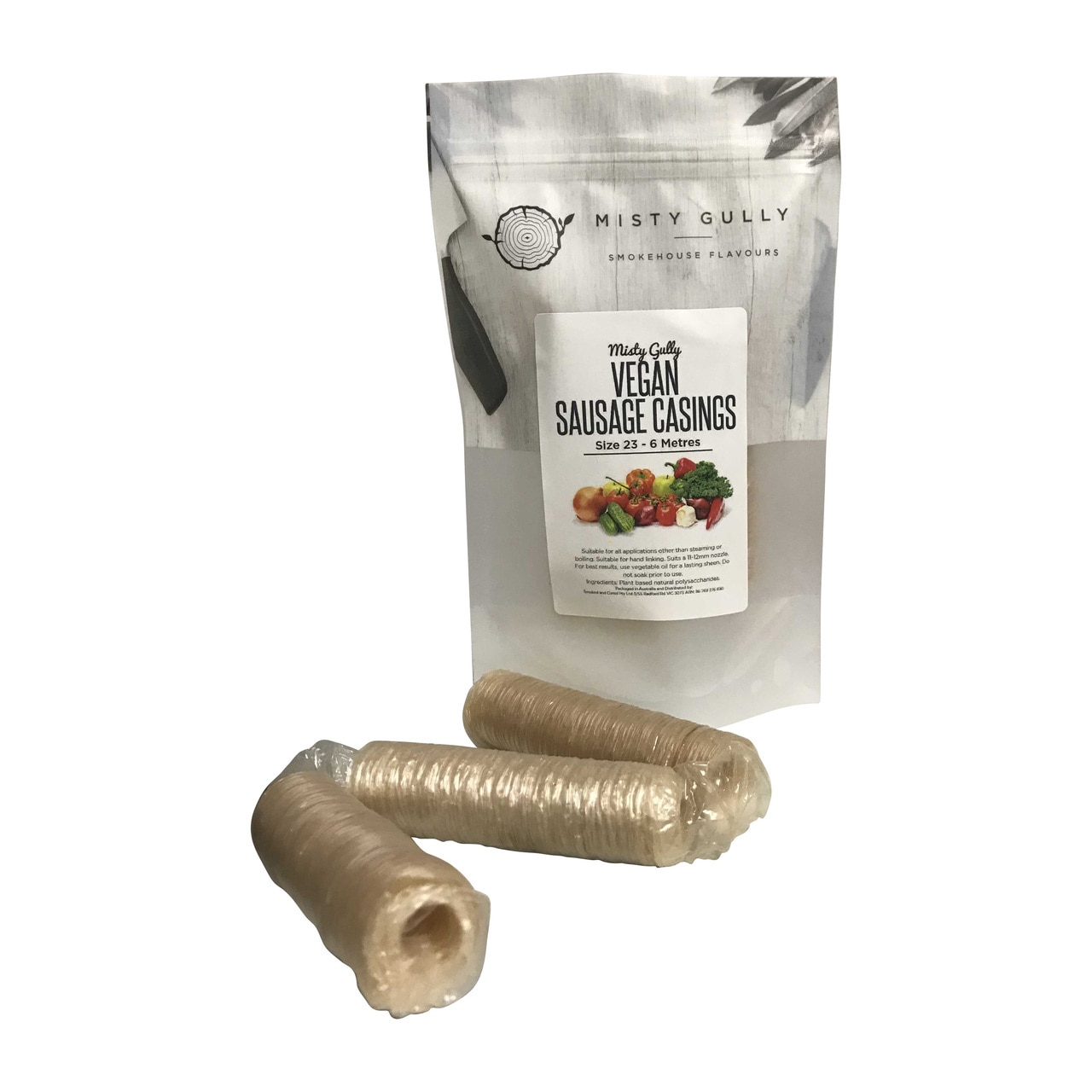 Vegan Sausage Casings Size 23 Smoked & Cured