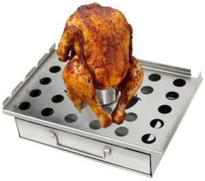 5GT1-Beer can chicken roaster with food