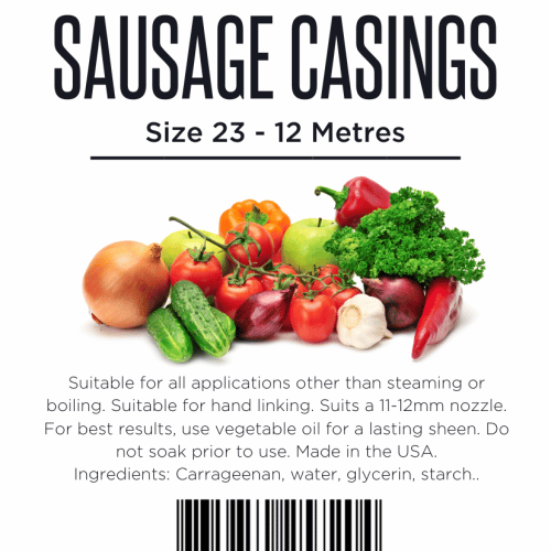 Vegan Sausage Casings Size 23 Smoked & Cured