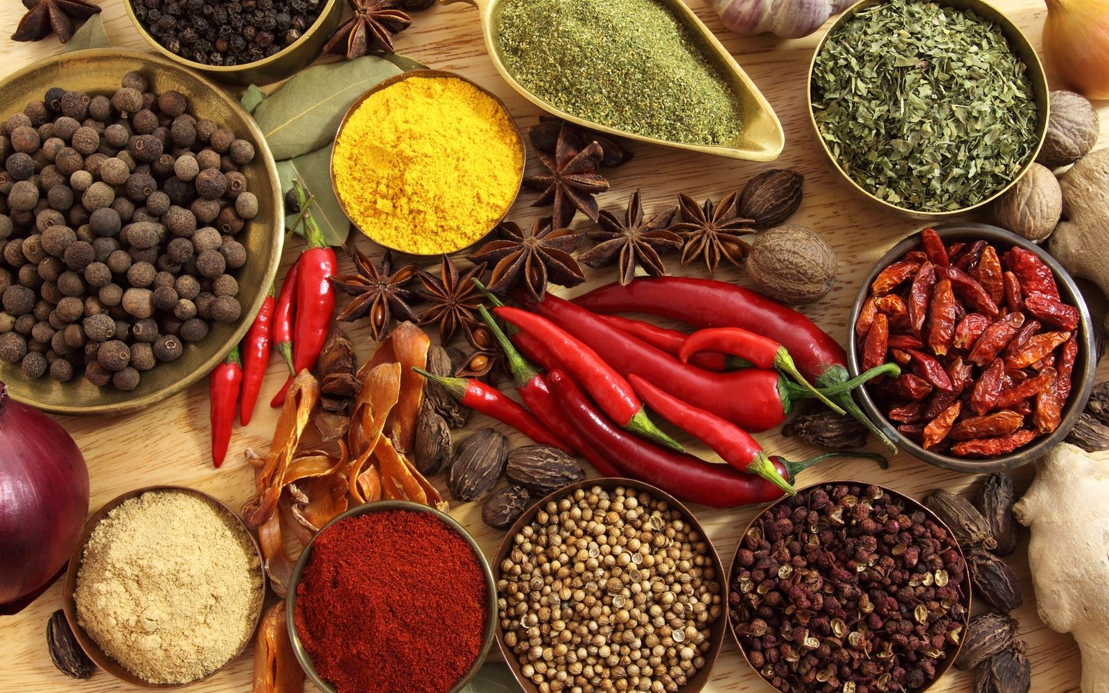 spices and different chillies.
